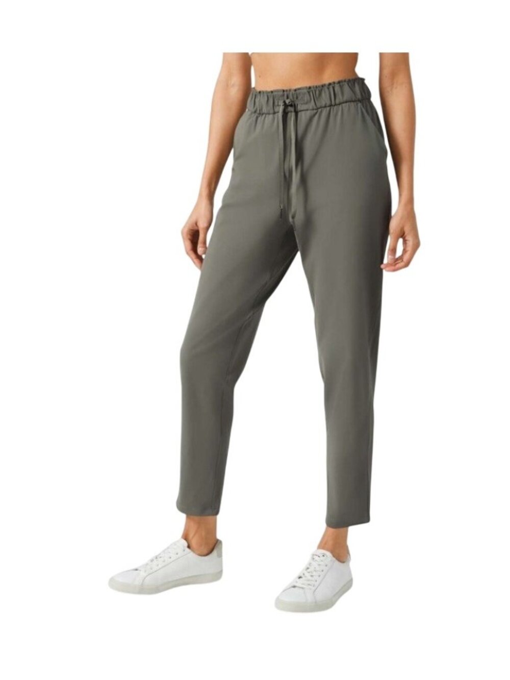 Lululemon Keep Moving Pants Women’s Size 4 Grey Sage Pockets Woven Stretch